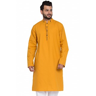 Designer kurta with Mandarin collar- Mustard